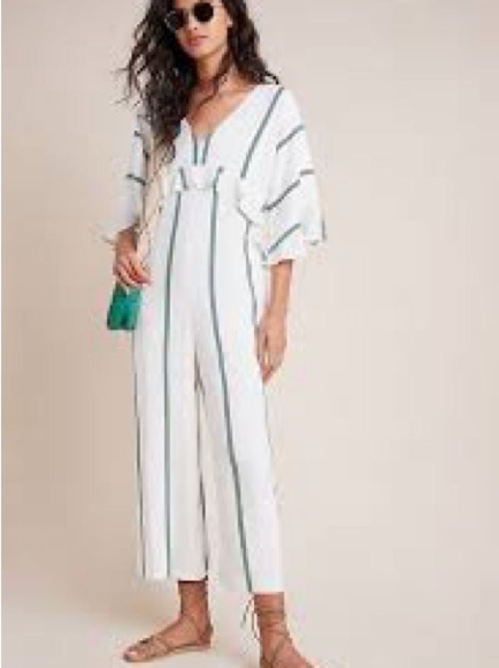 Anthropologie Sancia Nikki Silk Blend Striped Wide Leg Jumpsuit
